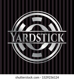 Yardstick silvery badge or emblem. Vector Illustration. Mosaic.