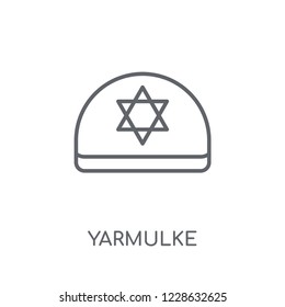 Yarmulke linear icon. Modern outline Yarmulke logo concept on white background from Religion-2 collection. Suitable for use on web apps, mobile apps and print media.