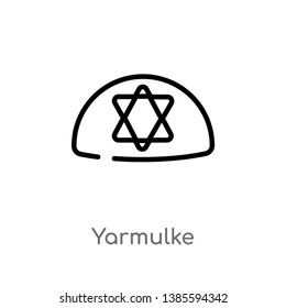 yarmulke vector line icon. Simple element illustration. yarmulke outline icon from religion-2 concept. Can be used for web and mobile