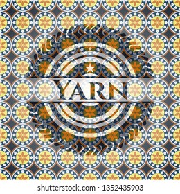 Yarn arabic badge background. Arabesque decoration.
