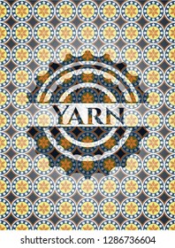 Yarn arabic style badge. Arabesque decoration.
