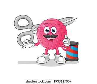 yarn ball barber cartoon. cartoon mascot vector