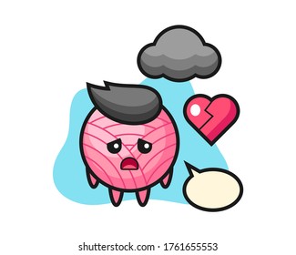 Yarn ball cartoon is broken heart
