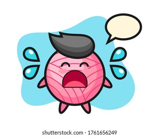 Yarn ball cartoon with crying gesture