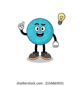 yarn ball cartoon with get an idea pose , character design