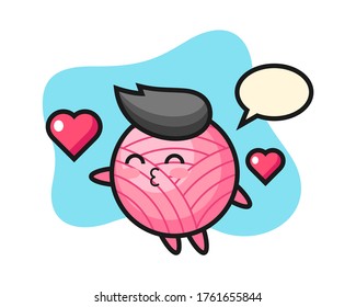 Yarn ball cartoon with kissing gesture