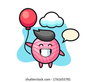 Yarn ball cartoon is playing balloon