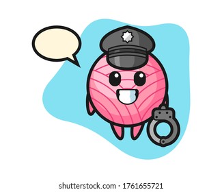 Yarn ball cartoon as a police