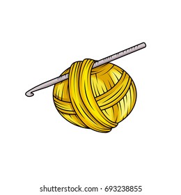 Yarn ball in cartoon style. For print, logo, creative design. Vector illustration. Isolated on white