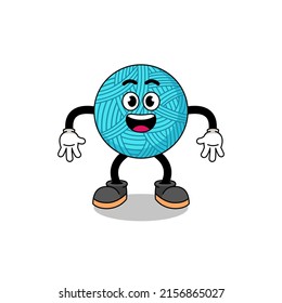 yarn ball cartoon with surprised gesture , character design