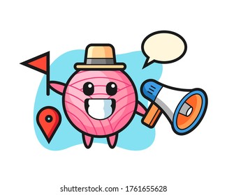 Yarn ball cartoon as a tour guide