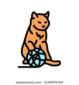 and yarn ball cat breeding color icon vector. and yarn ball cat breeding sign. isolated symbol illustration