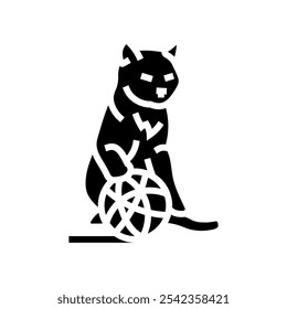 y bola de hilo gato criando glifo icono Vector. y bola de hilo gato criando signo. ilustración de símbolo aislado