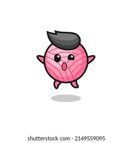yarn ball character is jumping gesture , cute design