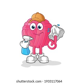 yarn ball cleaner vector. cartoon character