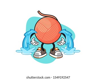 Yarn ball cry cartoon. Mascot Character vector.