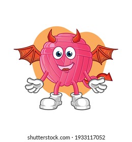 yarn ball demon with wings character. cartoon mascot vector