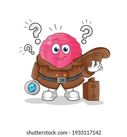 Detektivvektor für Garnbälle. Zeichentrickfigur