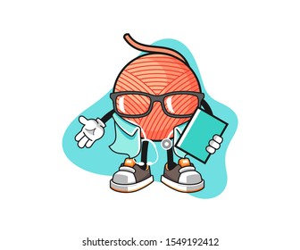 Yarn ball doctor cartoon. Mascot Character vector.