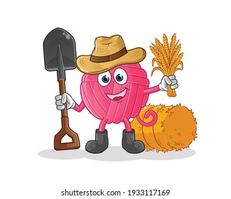 yarn ball farmer mascot. cartoon vector