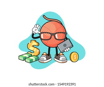 Yarn ball freelancer cartoon. Mascot Character vector.