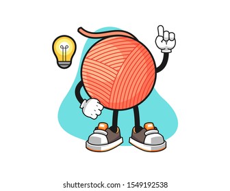 Yarn ball get an idea cartoon. Mascot Character vector.