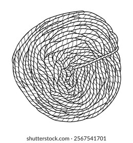 Yarn ball - hand drawn black and white vector illustration.