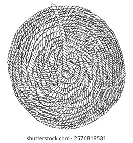 Yarn ball - hand drawn black and white vector illustration.