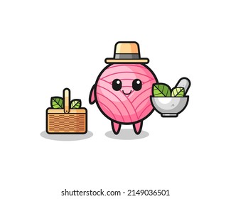 yarn ball herbalist cute cartoon , cute design