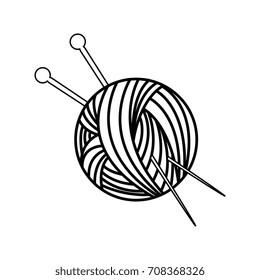 Vector Illustration Outline Drawing Yarn Ball Stock Vector (Royalty ...