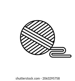 Yarn ball icon. Knitting hobby round wool fiber roll. Vector illustration isolated on white background.