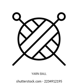 yarn ball icon. Line Art Style Design Isolated On White Background