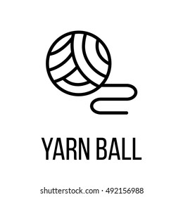 Yarn ball icon or logo in modern line style. High quality black outline pictogram for web site design and mobile apps. Vector illustration on a white background.