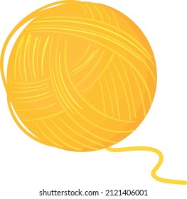 Yarn ball icon. Yellow wool thread for knitting isolated on white background