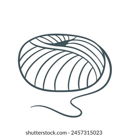 Yarn in a ball isolated illustration doodle sketch style, vector graphic