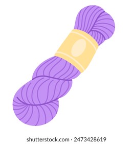 Yarn ball for knitting and crochet. Weaving wool. Needlework, tools for sewing and knitting. Flat vector illustration isolated on white
