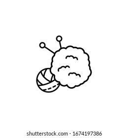 Yarn ball, knitting needle, wool icon. Simple line, outline vector elements of tailor for ui and ux, website or mobile application