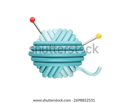 Yarn Ball with Knitting Needles icon render 3d