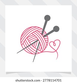 Yarn ball with knitting needles logo icon. knit and purl logo design.