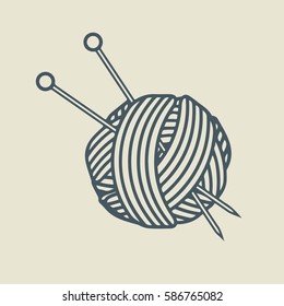 Yarn ball with knitting needles - Vector EPS 10