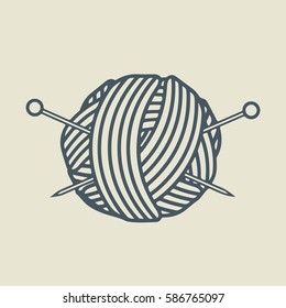 Yarn ball with knitting needles - Vector EPS 10