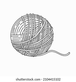 Yarn ball for knitting vector sketch isolated on white background illustration.