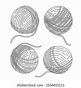 Yarn ball for knitting vector sketch isolated on white background clipart. Needlework
