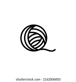 Yarn Ball for Knitting, Wool Thread. Flat Vector Icon illustration. Simple black symbol on white background. Yarn Ball for Knitting, Wool Thread sign design template for web and mobile UI element.
