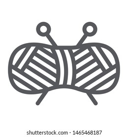 Yarn ball line icon, knitting and sew, thread sign, vector graphics, a linear pattern on a white background, eps 10.
