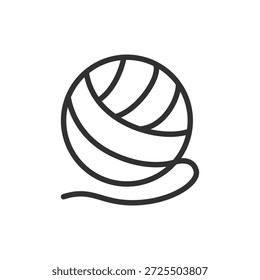 Yarn ball, linear icon. Knitting material and handmade craft. Line with editable stroke.