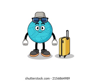 yarn ball mascot doing vacation , character design