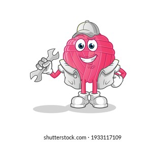 yarn ball mechanic cartoon. cartoon mascot vector