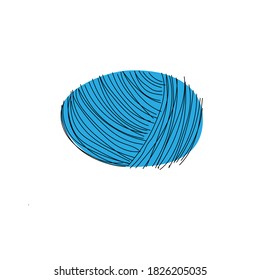 Yarn ball merino wool in cartoon style. For card, logo, creative tags, stickers. Vector illustration