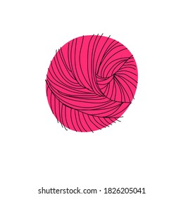 Yarn ball merino wool in cartoon style. For card, logo, creative tags, stickers. Vector illustration